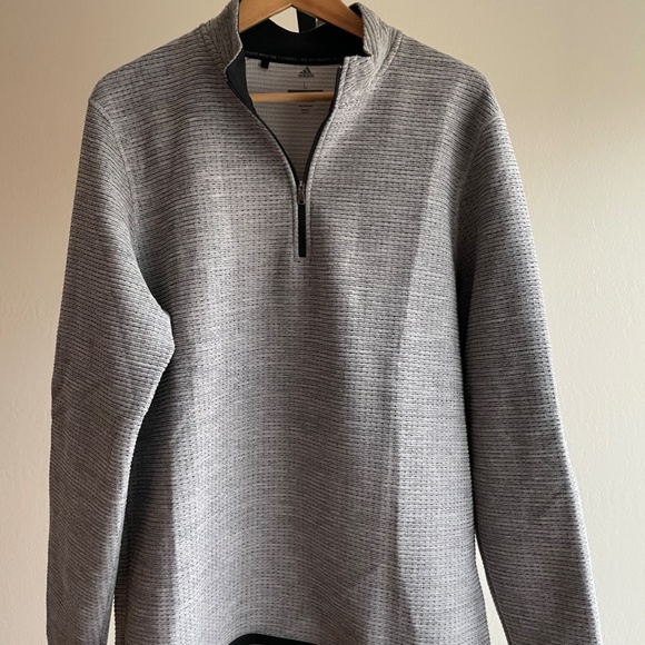Men's Adidas AdiPure Grey Waffle Fleece Quarter-zip Sweater, Size L - Picture 4 of 6